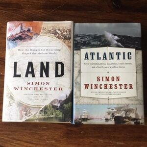 2 Hardcover Used Books LAND and ATLANTIC by Simon Winchester Lot of 2
